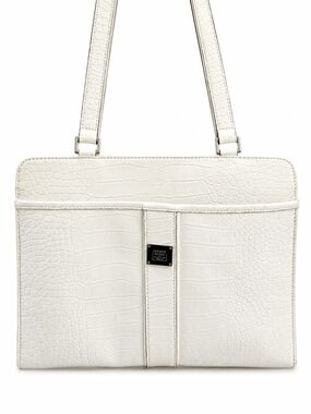 Liz Claiborne White Croc-Embossed Shoulder Bag Coastal Work Bag